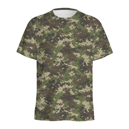 Military Digital Camo Pattern Print Men's Sports T-Shirt