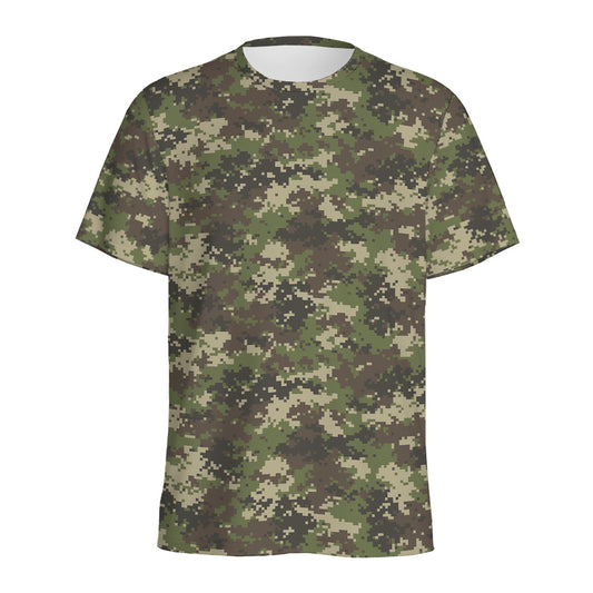 Military Digital Camo Pattern Print Men's Sports T-Shirt