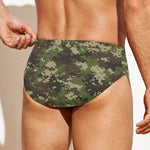 Military Digital Camo Pattern Print Men's Swim Briefs