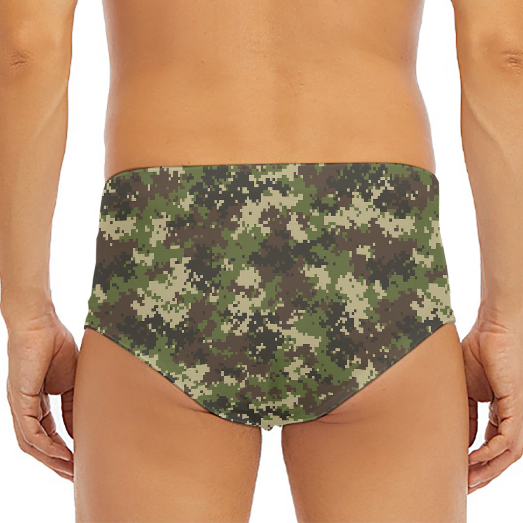 Military Digital Camo Pattern Print Men's Triangle Swim Briefs