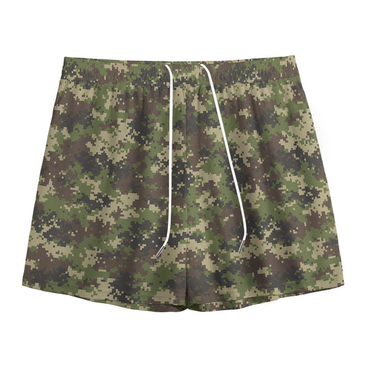 Military Digital Camo Pattern Print Mesh Shorts