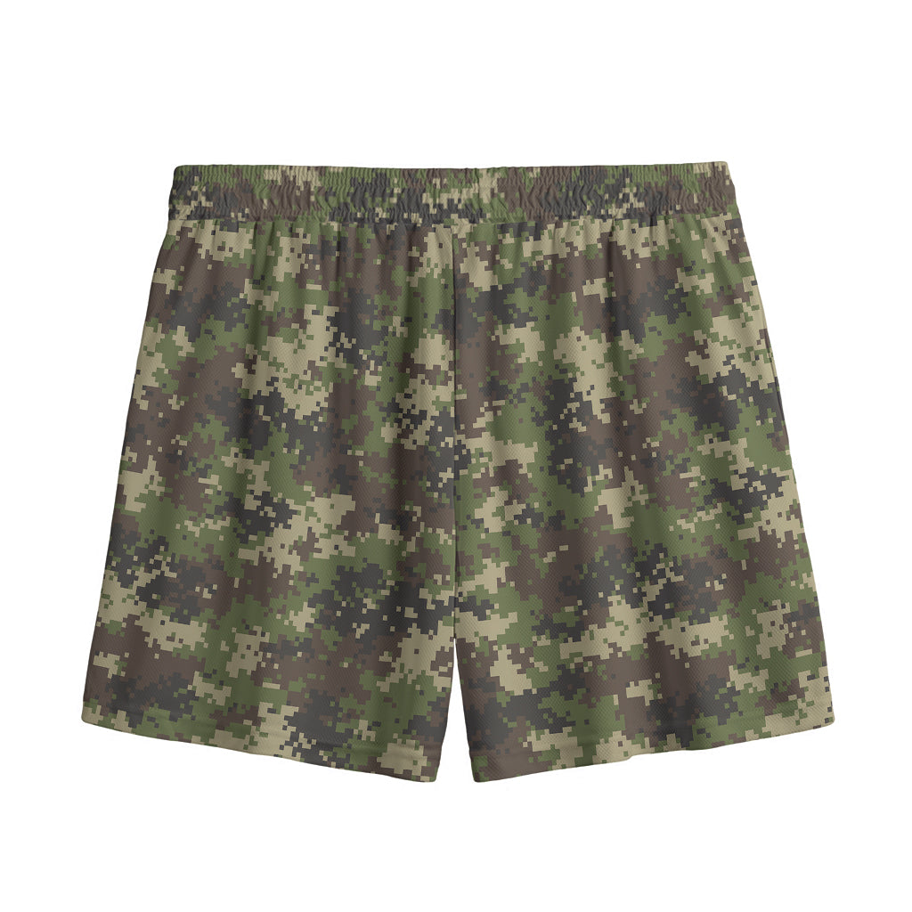 Military Digital Camo Pattern Print Mesh Shorts