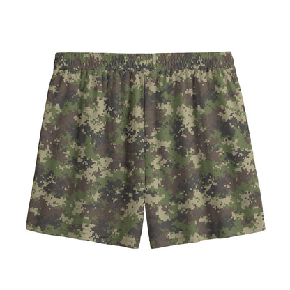 Military Digital Camo Pattern Print Mesh Shorts