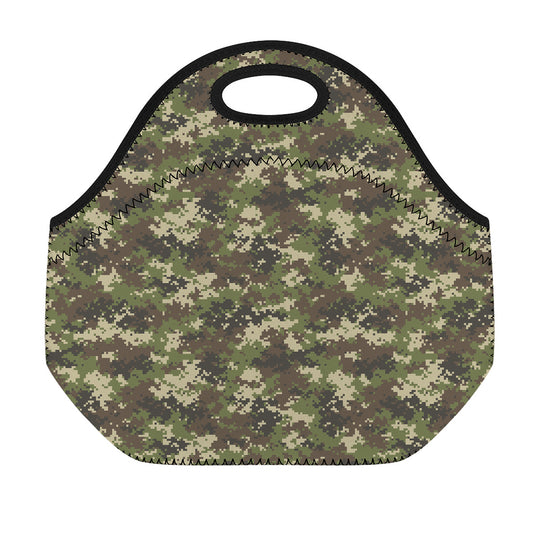 Military Digital Camo Pattern Print Neoprene Lunch Bag