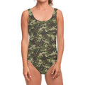 Military Digital Camo Pattern Print One Piece Swimsuit