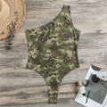 Military Digital Camo Pattern Print One Shoulder Bodysuit