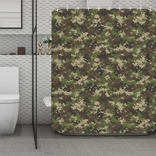 Military Digital Camo Pattern Print Polyester Shower Curtain