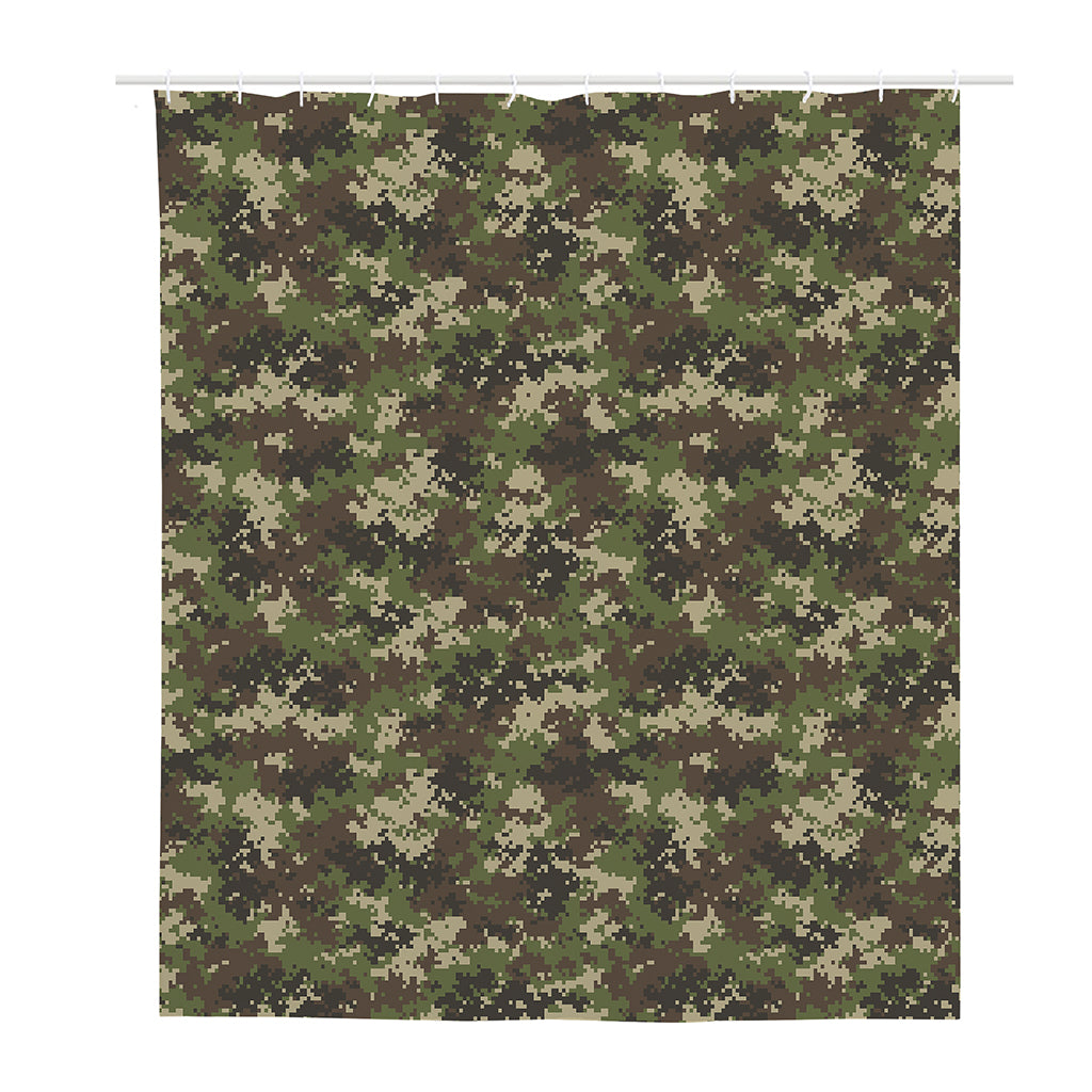 Military Digital Camo Pattern Print Polyester Shower Curtain