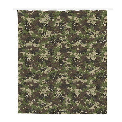 Military Digital Camo Pattern Print Polyester Shower Curtain