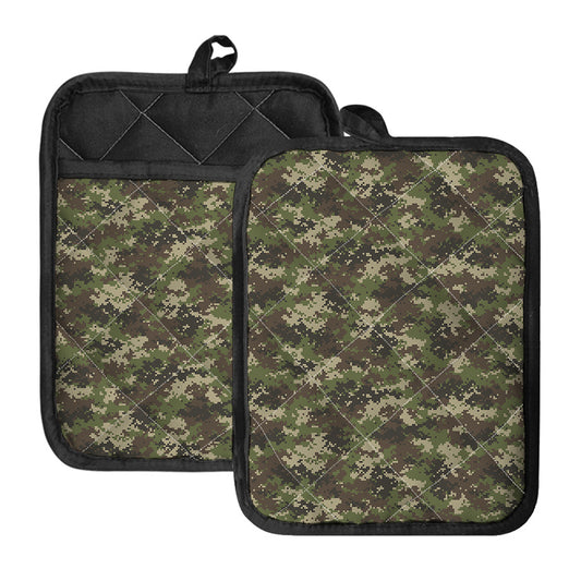 Military Digital Camo Pattern Print Pot Holders With Pocket