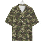 Military Digital Camo Pattern Print Rayon Hawaiian Shirt