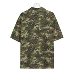 Military Digital Camo Pattern Print Rayon Hawaiian Shirt