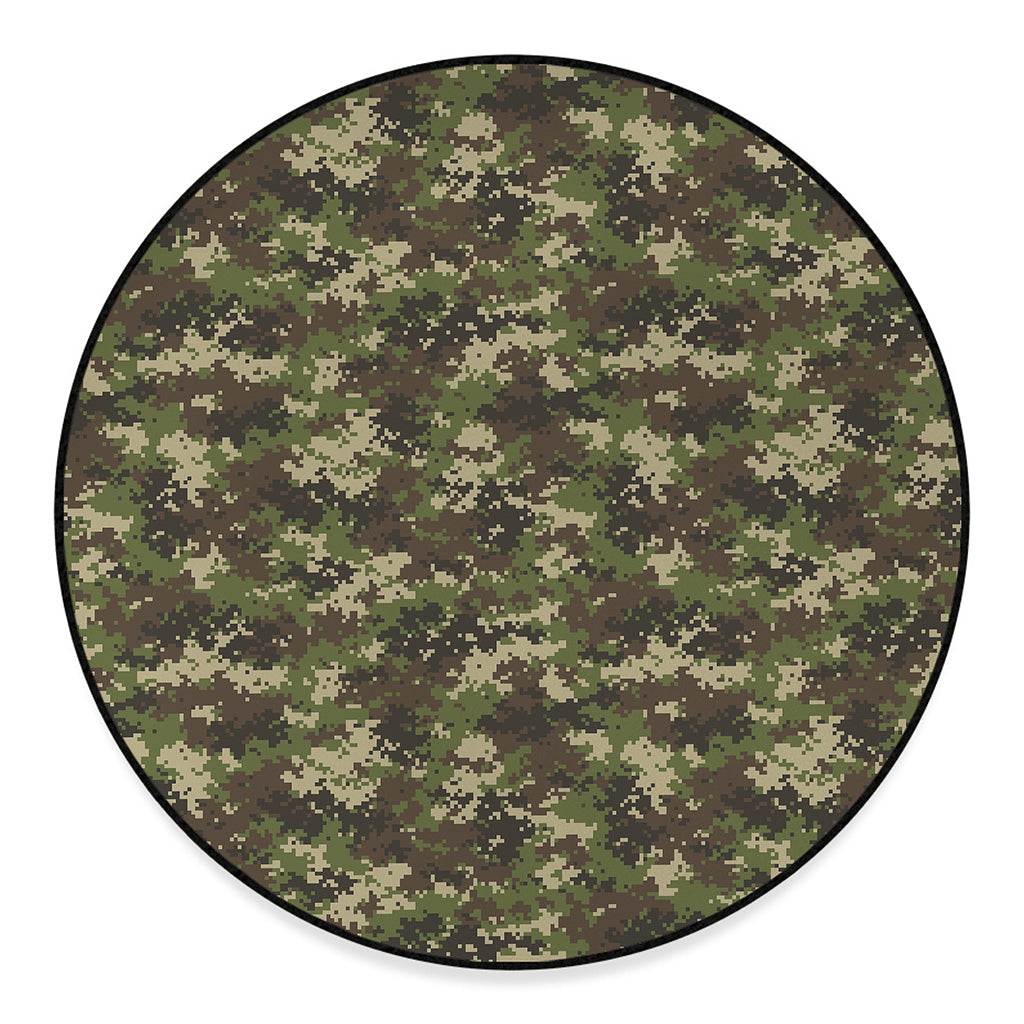 Military Digital Camo Pattern Print Round Floor Mat