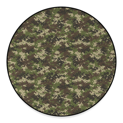 Military Digital Camo Pattern Print Round Floor Mat