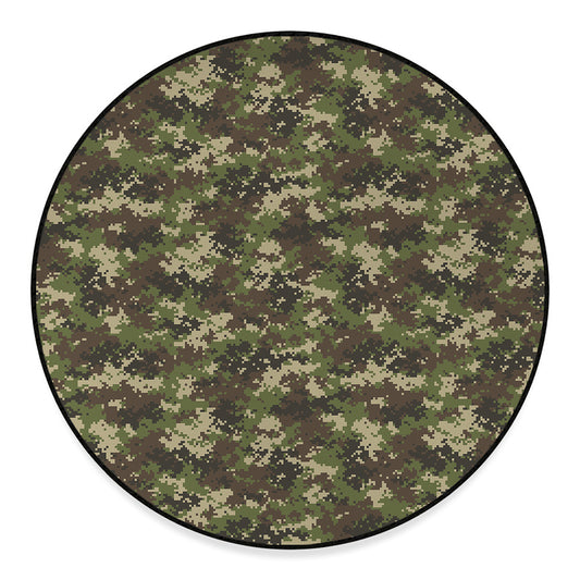 Military Digital Camo Pattern Print Round Floor Mat