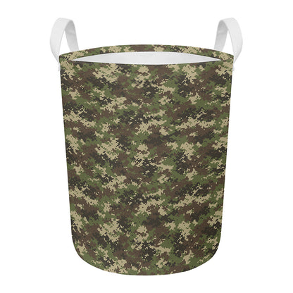 Military Digital Camo Pattern Print Round Laundry Basket