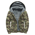 Military Digital Camo Pattern Print Sherpa Lined Zip Up Hoodie