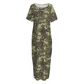 Military Digital Camo Pattern Print Short Sleeve Long Nightdress