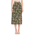 Military Digital Camo Pattern Print Side Slit Midi Skirt