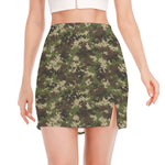 Military Digital Camo Pattern Print Side Slit Mini Skirt