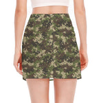 Military Digital Camo Pattern Print Side Slit Mini Skirt