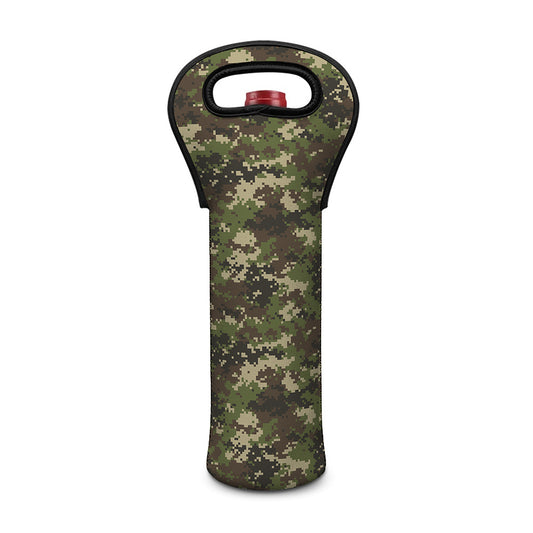 Military Digital Camo Pattern Print Single Neoprene Wine Tote