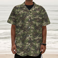 Military Digital Camo Pattern Print Textured Short Sleeve Shirt