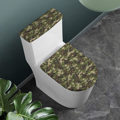 Military Digital Camo Pattern Print Toilet Lid And Tank Cover Set