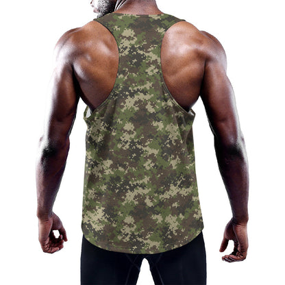 Military Digital Camo Pattern Print Training Tank Top