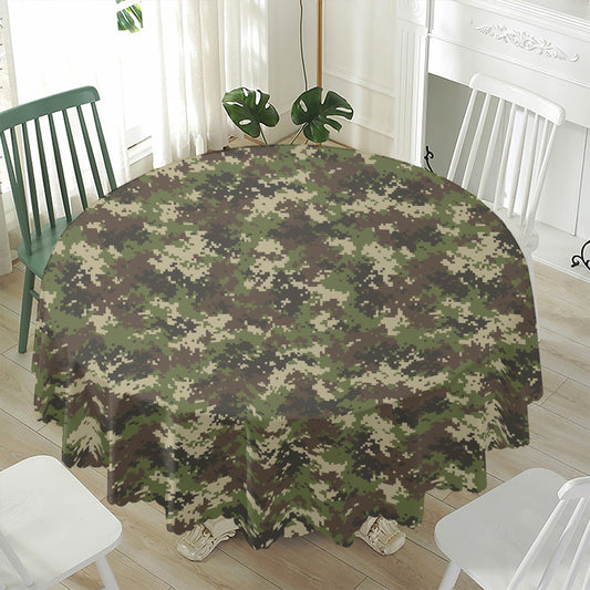 Military Digital Camo Pattern Print Waterproof Round Tablecloth