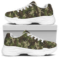 Military Digital Camo Pattern Print White Chunky Shoes