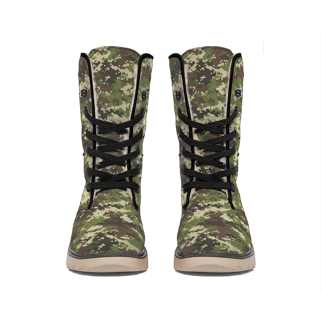 Military Digital Camo Pattern Print Winter Boots