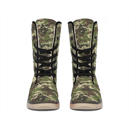Military Digital Camo Pattern Print Winter Boots