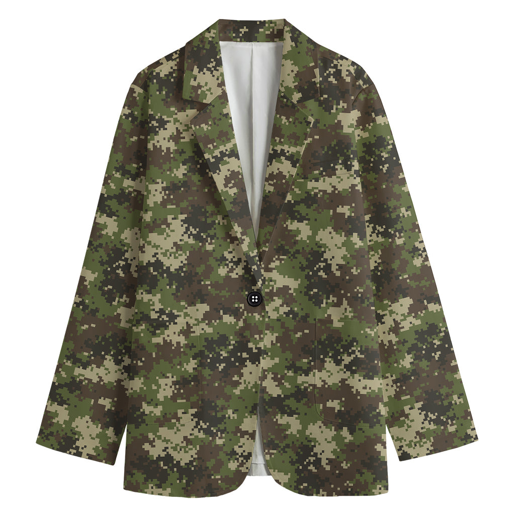 Military Digital Camo Pattern Print Women's Blazer