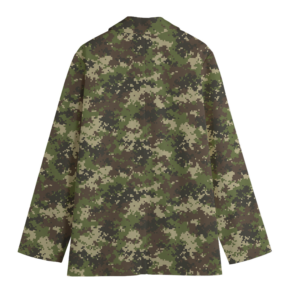 Military Digital Camo Pattern Print Women's Blazer