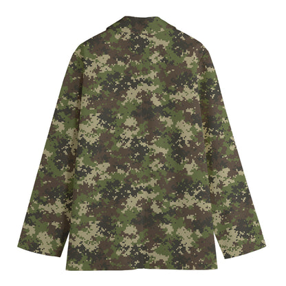 Military Digital Camo Pattern Print Women's Blazer