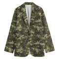 Military Digital Camo Pattern Print Women's Cotton Blazer