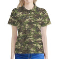 Military Digital Camo Pattern Print Women's Polo Shirt