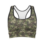Military Digital Camo Pattern Print Women's Sports Bra