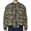 Military Digital Camo Pattern Print Zip Sleeve Bomber Jacket