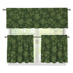Military Green Camo Flower Pattern Print 3 Piece Kitchen Curtains