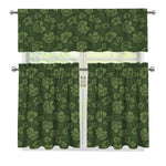 Military Green Camo Flower Pattern Print 3 Piece Kitchen Curtains