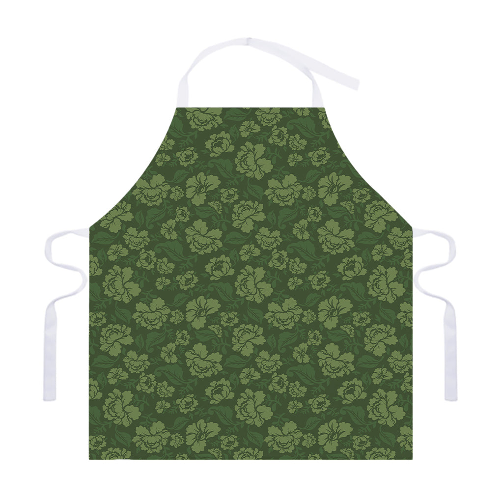 Military Green Camo Flower Pattern Print Adjustable Apron