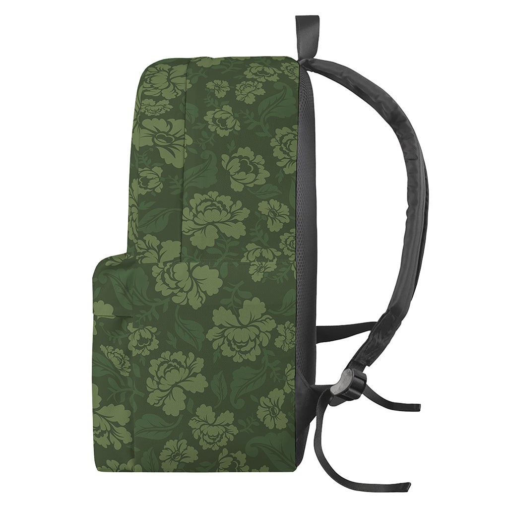 Military Green Camo Flower Pattern Print Backpack