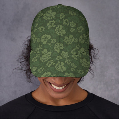 Military Green Camo Flower Pattern Print Baseball Cap