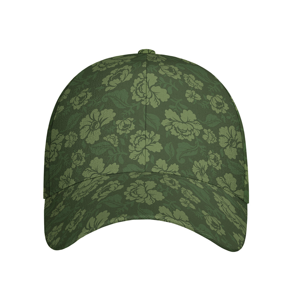 Military Green Camo Flower Pattern Print Baseball Cap