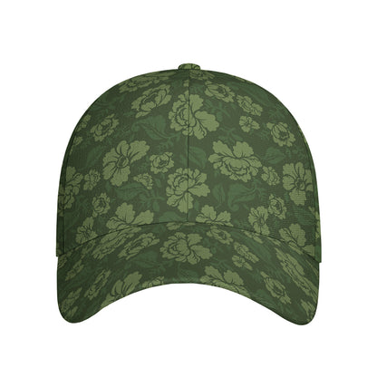Military Green Camo Flower Pattern Print Baseball Cap