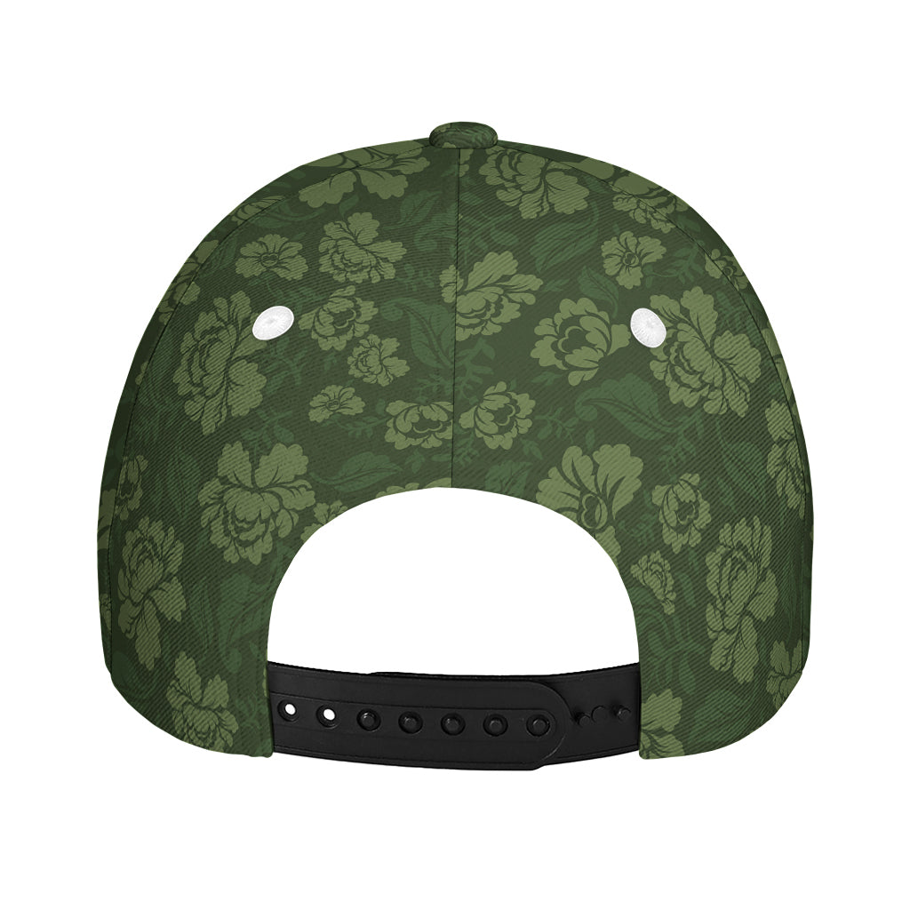Military Green Camo Flower Pattern Print Baseball Cap