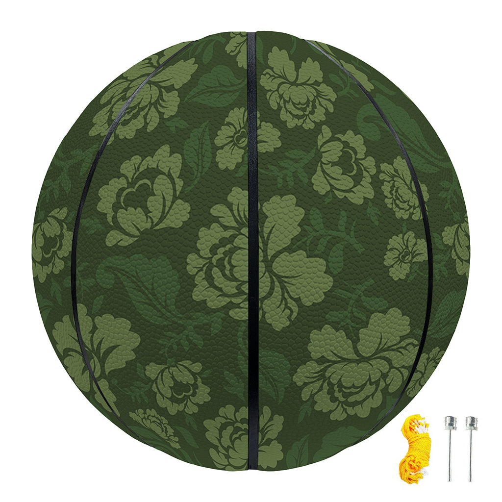 Military Green Camo Flower Pattern Print Basketball