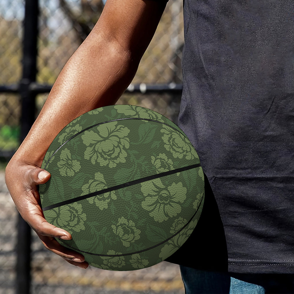 Military Green Camo Flower Pattern Print Basketball